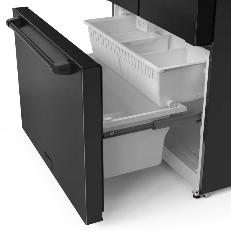 36 Inch 20.3 Cu Ft French Door Counter Depth Refrigerator With Ice Maker In Black Gordon Ramsay Series RF3621CTD00