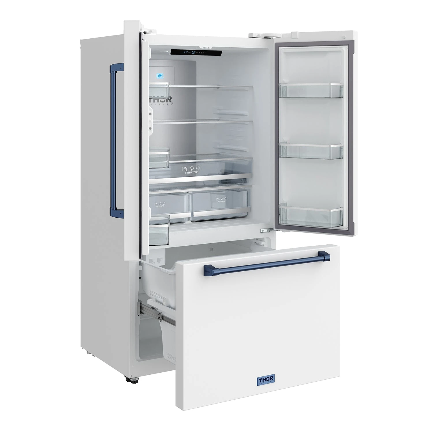 36 Inch French Door Counter Depth Refrigerator With Ice Maker White/blue Gordon Ramsay Series RF3621CTDWBLU