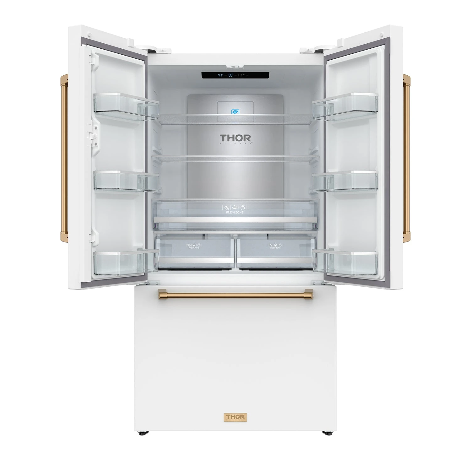 36 Inch French Door Counter Depth Refrigerator With Ice Maker White/bronze Gordon Ramsay Series RF3621CTDWBRZ
