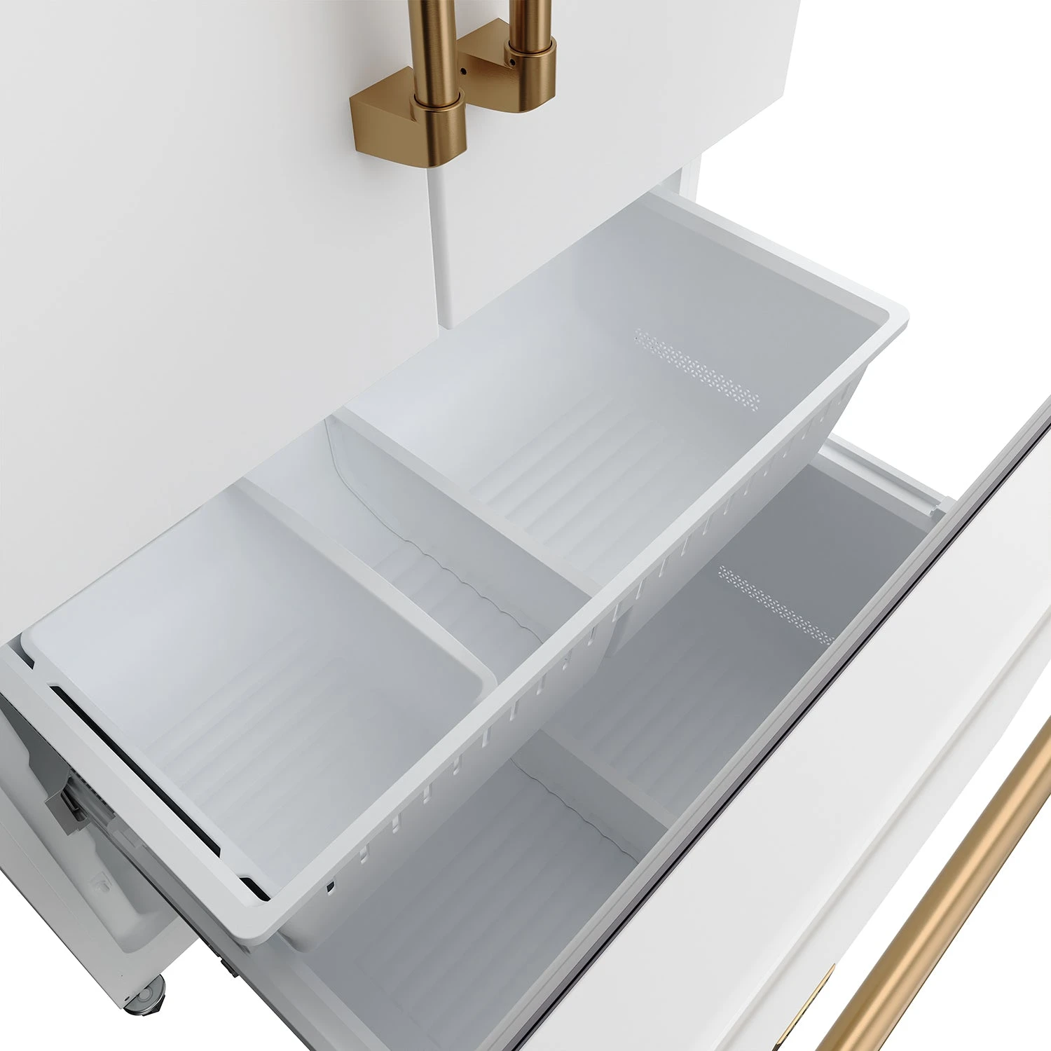 36 Inch French Door Counter Depth Refrigerator With Ice Maker White/bronze Gordon Ramsay Series RF3621CTDWBRZ