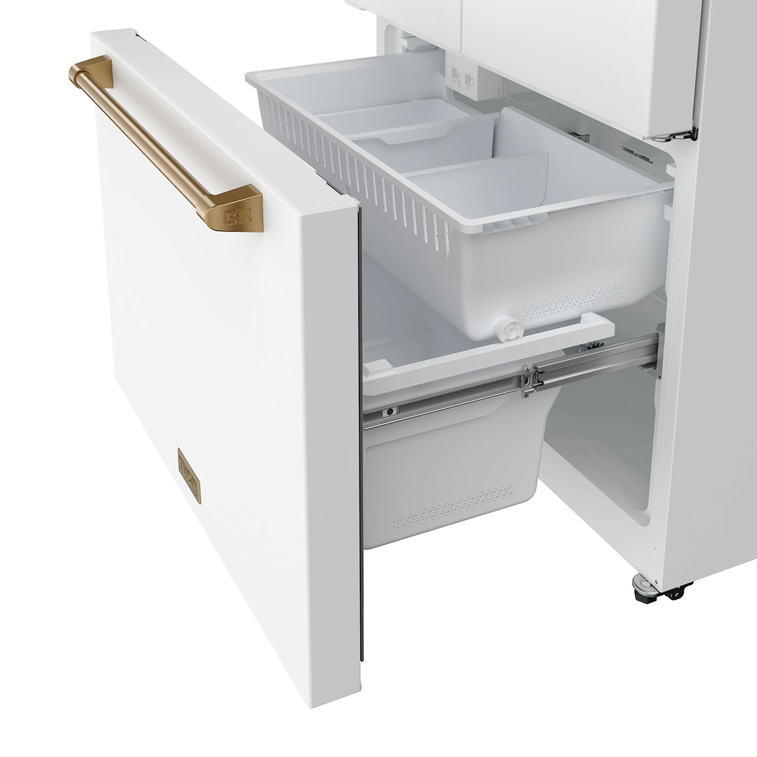36 Inch French Door Counter Depth Refrigerator With Ice Maker White/bronze Gordon Ramsay Series RF3621CTDWBRZ