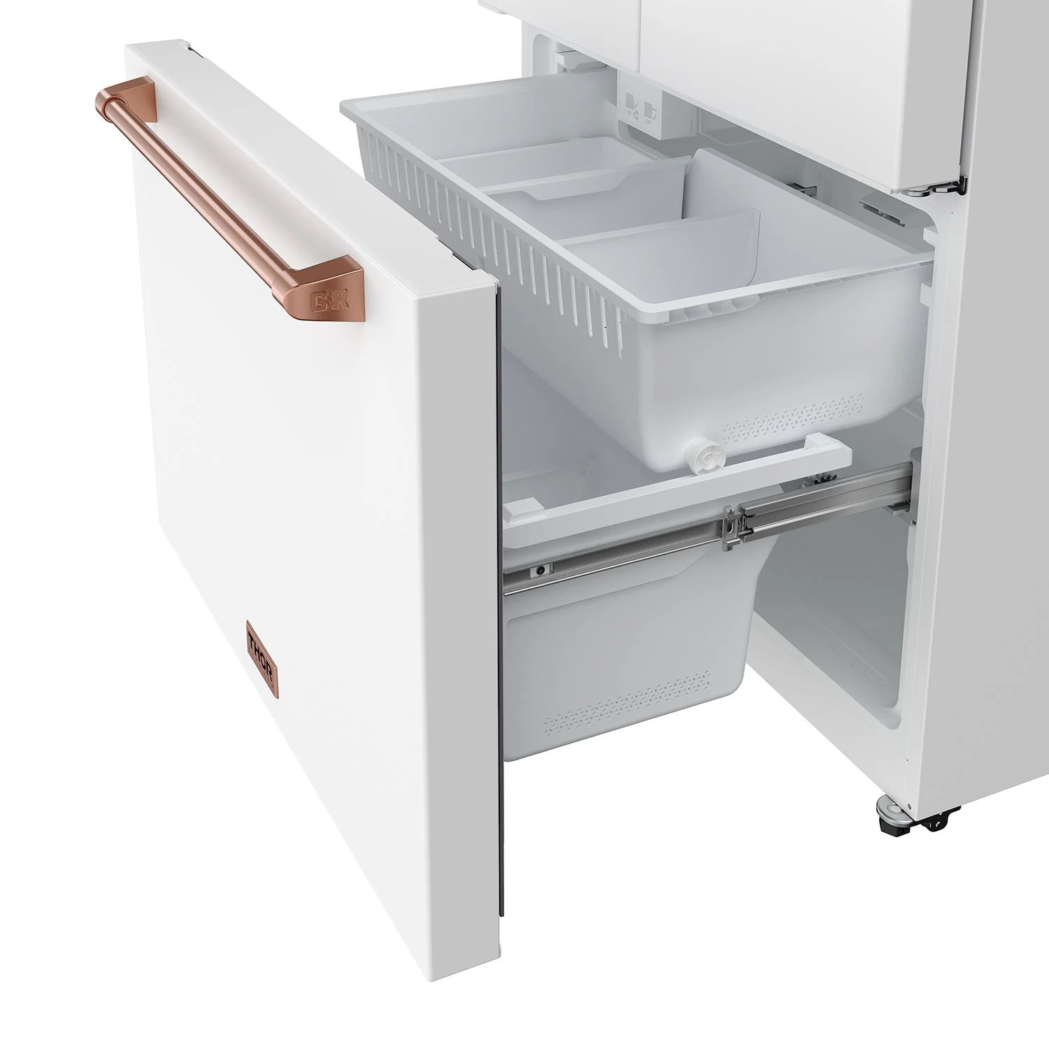 36 Inch French Door Counter Depth Refrigerator With Ice Maker White/rose Gold Gordon Ramsay Series RF3621CTDWRSG