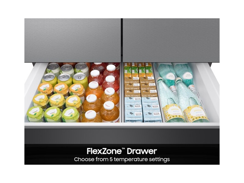 Bespoke 23 cu. ft. Counter Depth 4-Door French Door Refrigerator with Inner Beverage Center & FlexZone™ Drawer in Stainless Steel view 12