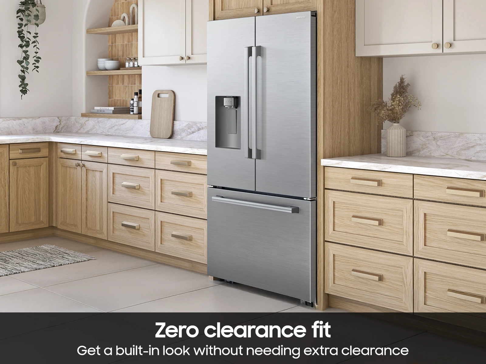 Bespoke AI 3-Door French Door Zero Clearance Fit | Sphere Ice™ 24 cu.ft. RF70H25GERAA