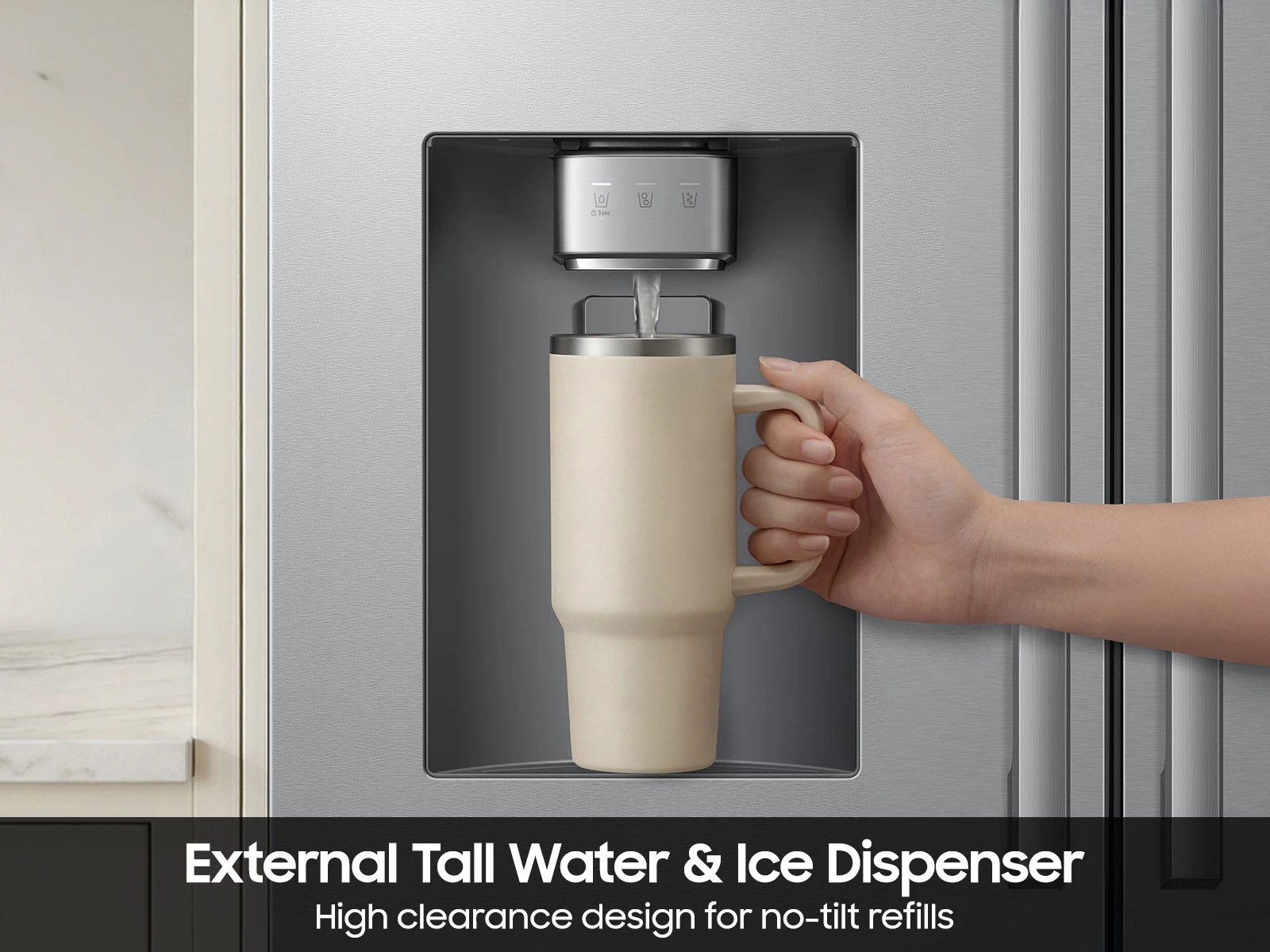 Bespoke AI 3-Door French Door Zero Clearance Fit | Dual Auto Ice Maker 24 cu. ft. RF70H25HERAA