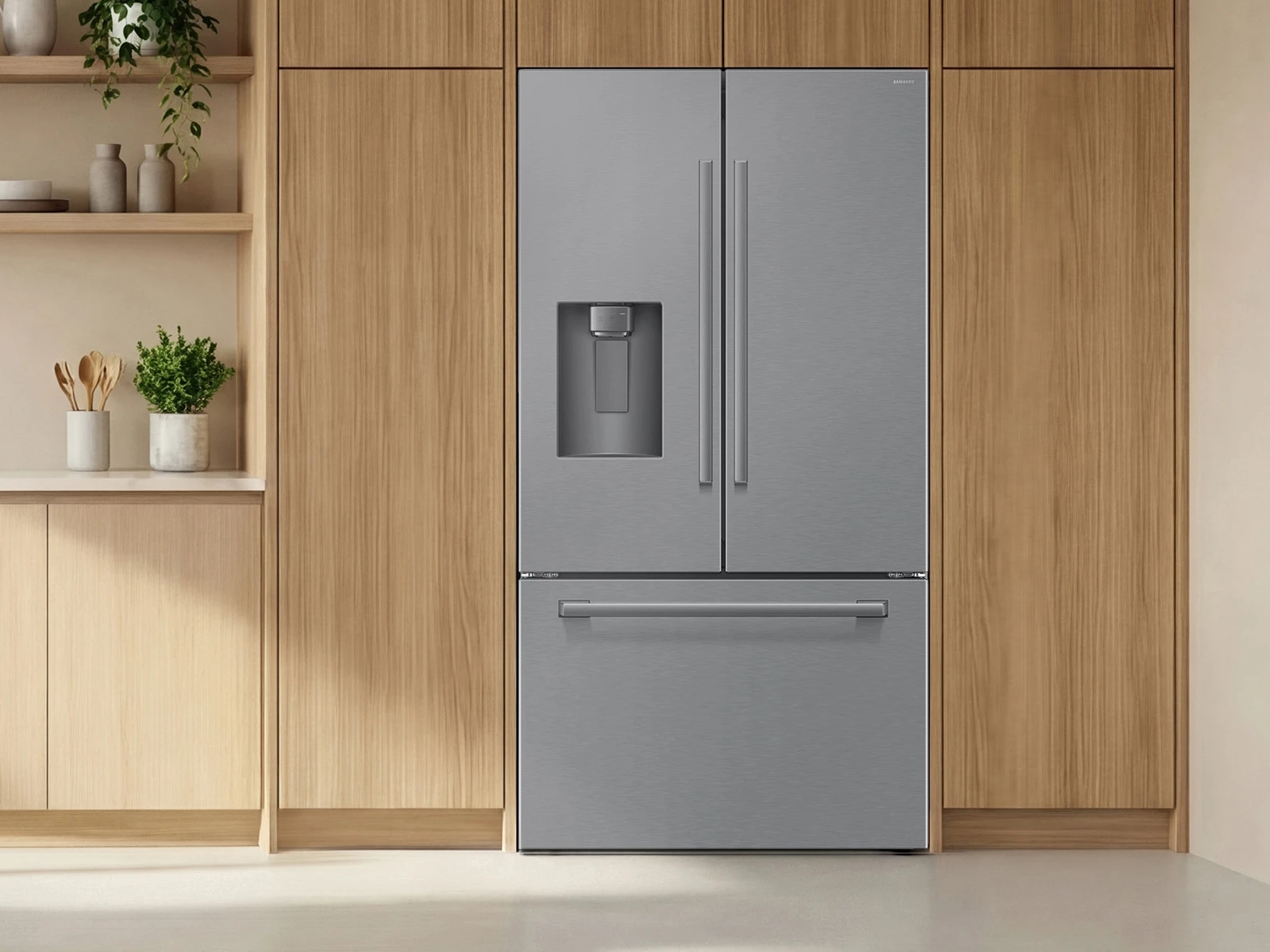 Bespoke AI 3-Door French Door Zero Clearance Fit | Dual Auto Ice Maker 24 cu. ft. RF70H25HERAA