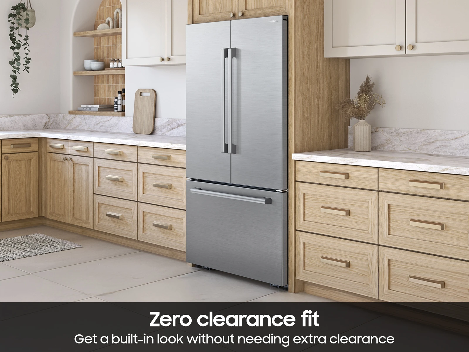 Bespoke AI 3-Door French Door Zero Clearance Fit | In-Door Tall Dispenser 25 cu.ft. RF70H25KERAA