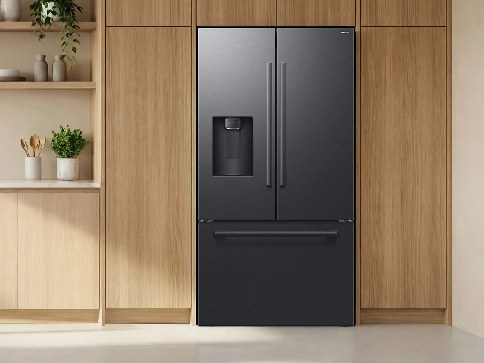 Bespoke AI 3-Door French Door Zero Clearance Fit | Sphere Ice™ 29 cu. ft. RF70H30GEEAA