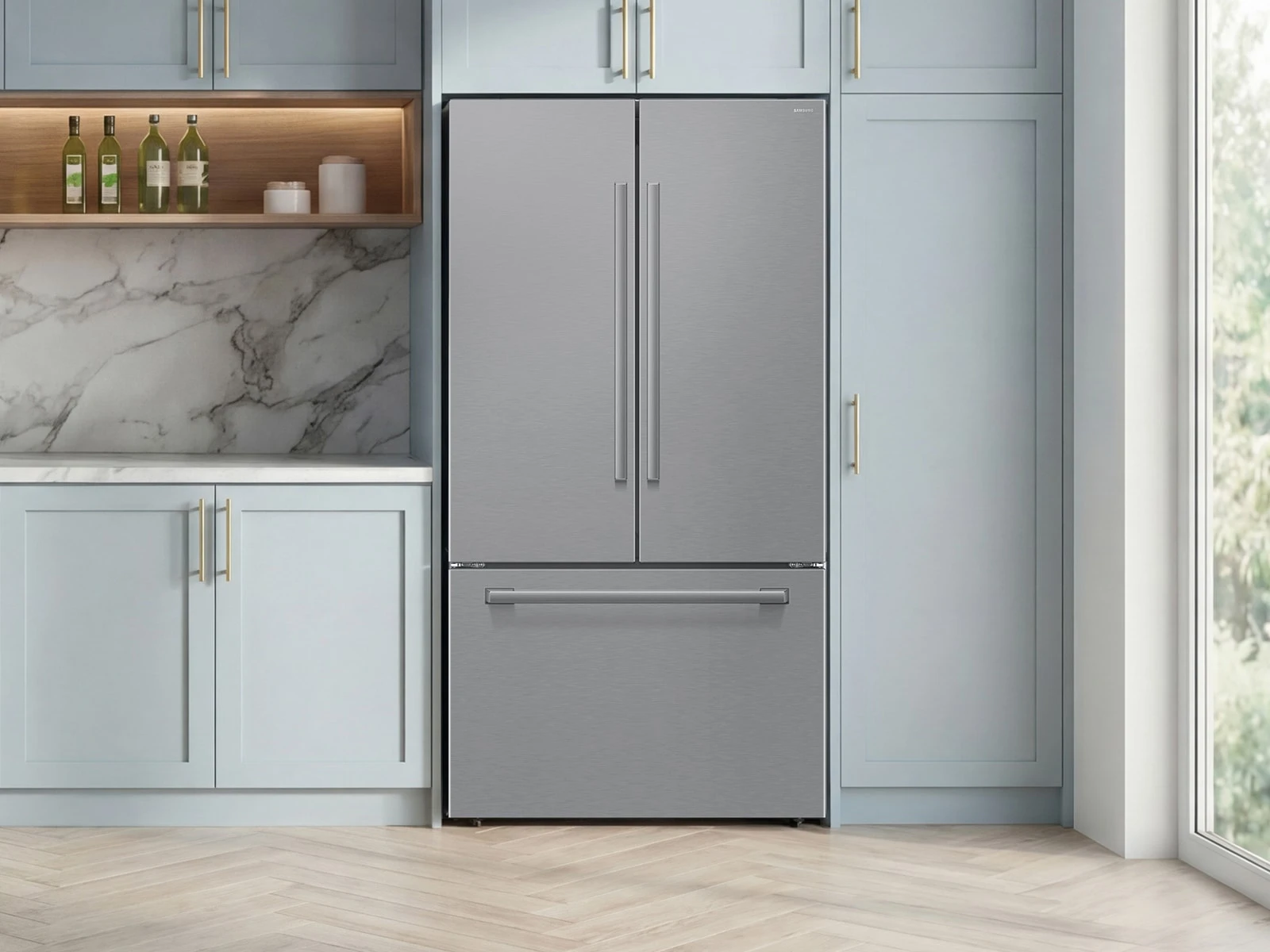 Bespoke AI 3-Door French Door Zero Clearance Fit | In-Door Tall Dispenser 30 cu.ft. RF70H30KERAA