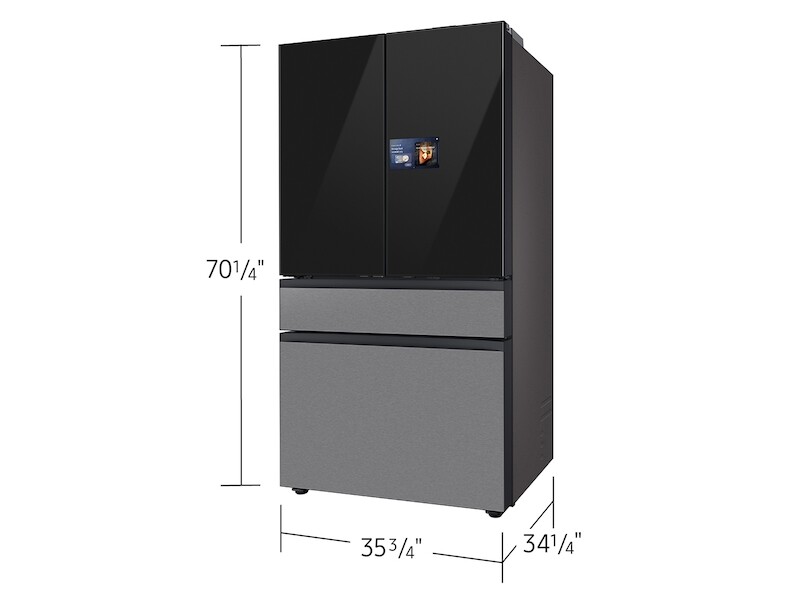 Bespoke 29 cu. ft. 4-Door French Door Refrigerator with AI Home & AI Vision Inside in Charcoal Glass and Stainless Steel view 2