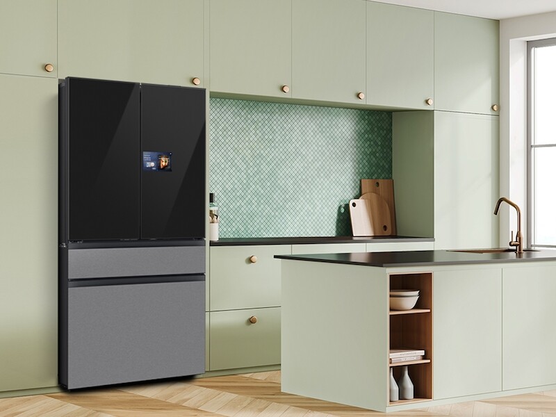 Bespoke 29 cu. ft. 4-Door French Door Refrigerator with AI Home & AI Vision Inside in Charcoal Glass and Stainless Steel view 10