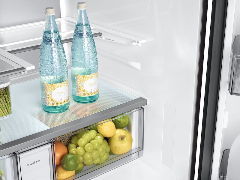 Bespoke 29 cu. ft. 4-Door French Door Refrigerator with AI Home & AI Vision Inside in Charcoal Glass and Stainless Steel view 13