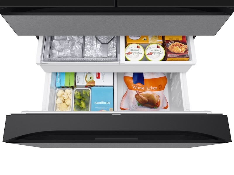 Bespoke 29 cu. ft. 4-Door French Door Refrigerator with AI Home & AI Vision Inside in Charcoal Glass and Stainless Steel view 14