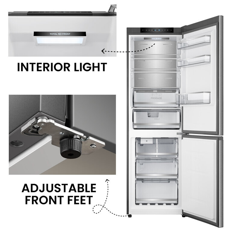 Bottom Mount Refrigerator-Freezer FACTORY INSTALLED ICE MAKER Frost Free Reversible 110V - EStar RFI1200SSTAINLESS