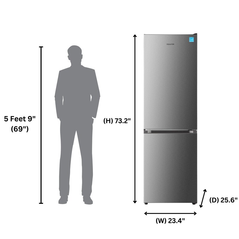 Bottom Mount Refrigerator-Freezer FACTORY INSTALLED ICE MAKER Frost Free Reversible 110V - EStar RFI1200SSTAINLESS