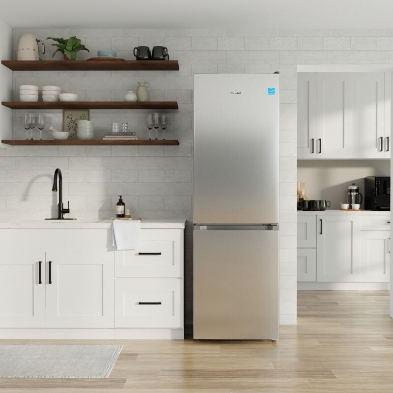 Bottom Mount Refrigerator-Freezer FACTORY INSTALLED ICE MAKER Frost Free Reversible 110V - EStar RFI1200SSTAINLESS