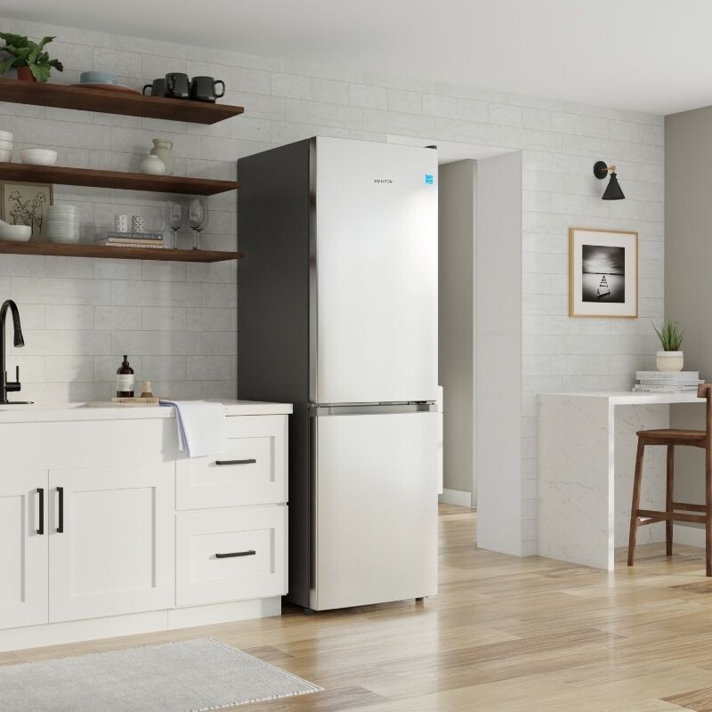 Bottom Mount Refrigerator-Freezer FACTORY INSTALLED ICE MAKER Frost Free Reversible 110V - EStar RFI1200SSTAINLESS
