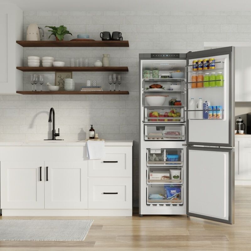 Bottom Mount Refrigerator-Freezer FACTORY INSTALLED ICE MAKER Frost Free Reversible 110V - EStar RFI1200SSTAINLESS