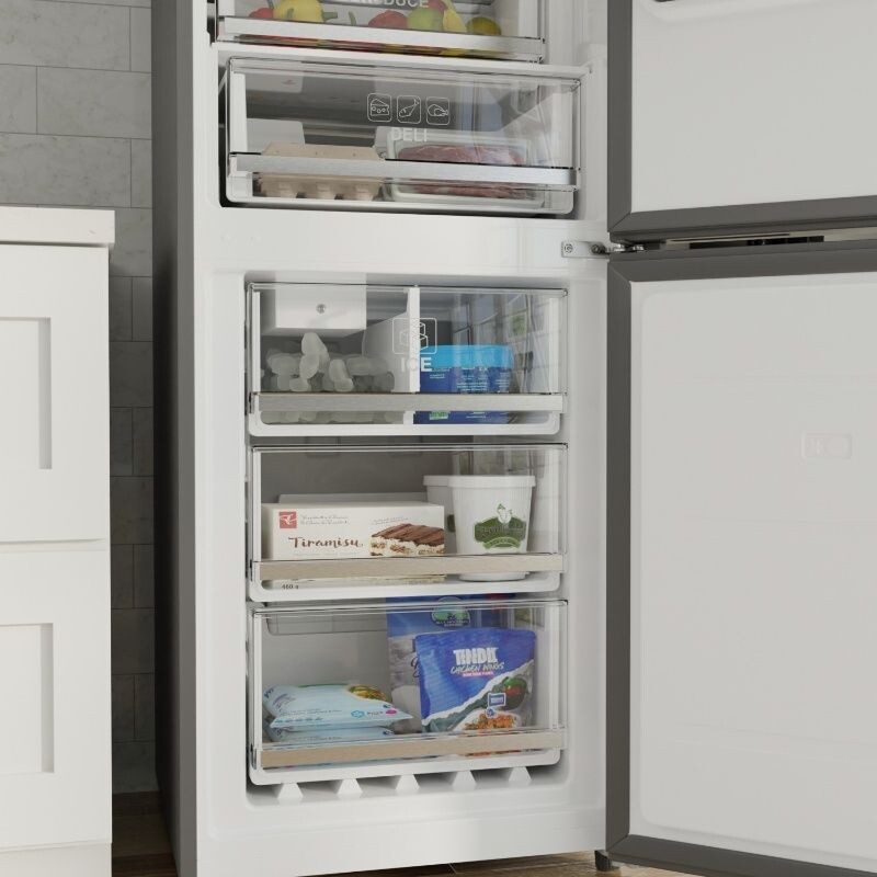 Bottom Mount Refrigerator-Freezer FACTORY INSTALLED ICE MAKER Frost Free Reversible 110V - EStar RFI1200SSTAINLESS