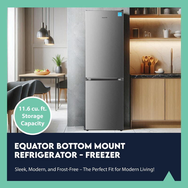 Bottom Mount Refrigerator-Freezer FACTORY INSTALLED ICE MAKER Frost Free Reversible 110V - EStar RFI1200SSTAINLESS
