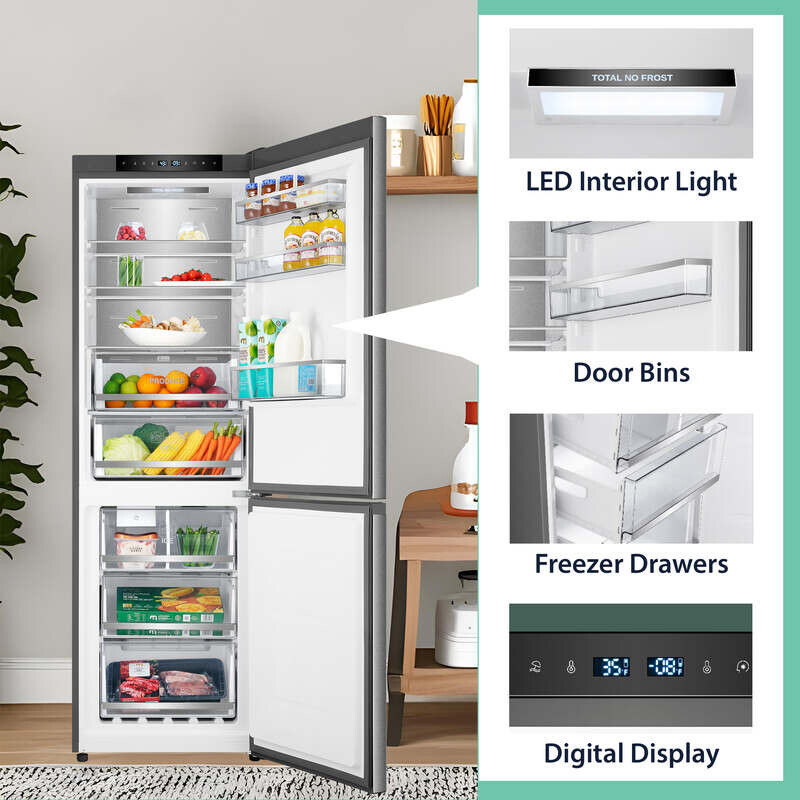 Bottom Mount Refrigerator-Freezer FACTORY INSTALLED ICE MAKER Frost Free Reversible 110V - EStar RFI1200SSTAINLESS
