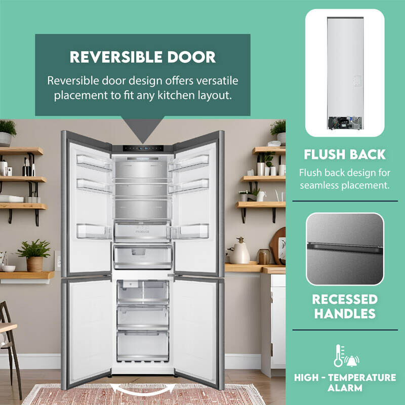 Bottom Mount Refrigerator-Freezer FACTORY INSTALLED ICE MAKER Frost Free Reversible 110V - EStar RFI1200SSTAINLESS