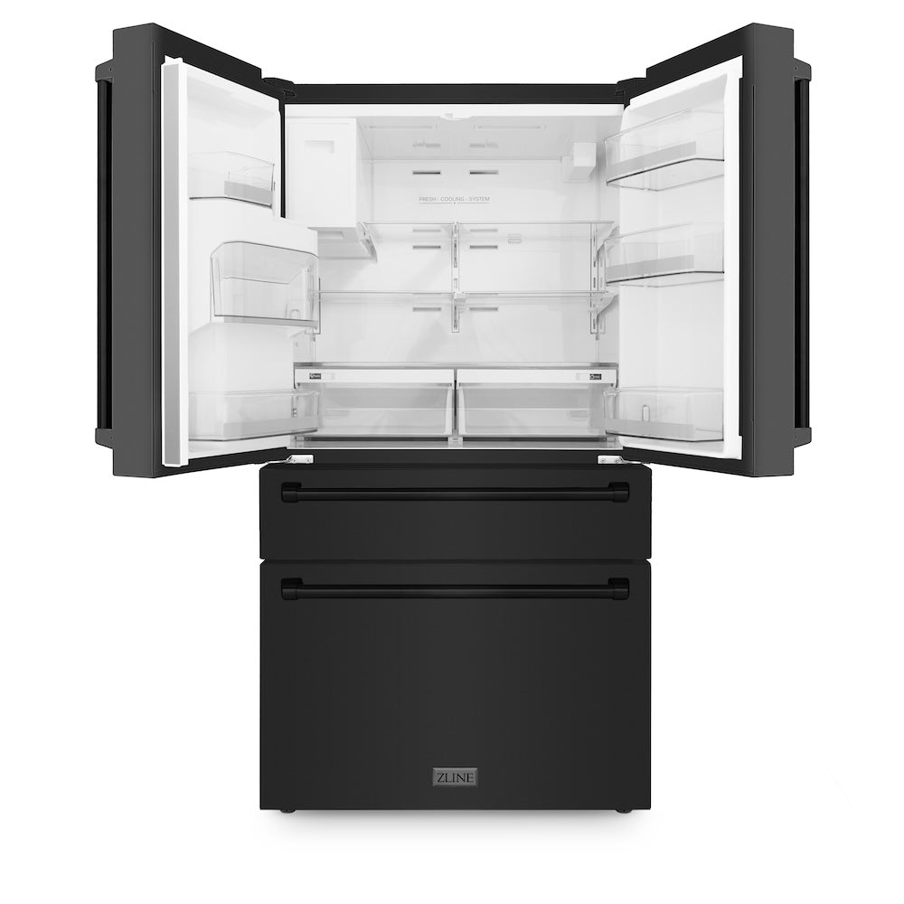 36 In. 21.6 Cu. Ft. Counter-depth French Door Refrigerator With Water And Ice Dispenser In Fingerprint-resistant Black Stainless Steel RFMW36BS