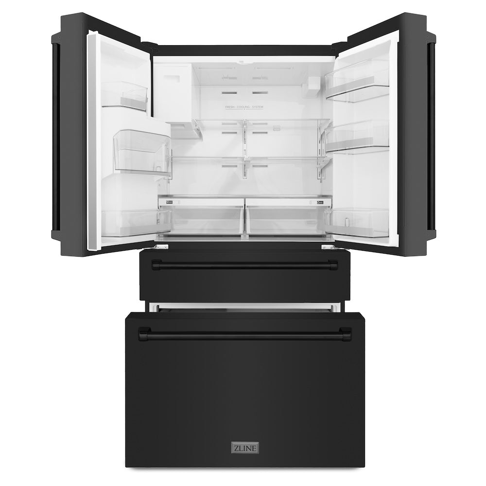 36 In. 21.6 Cu. Ft. Counter-depth French Door Refrigerator With Water And Ice Dispenser In Fingerprint-resistant Black Stainless Steel RFMW36BS