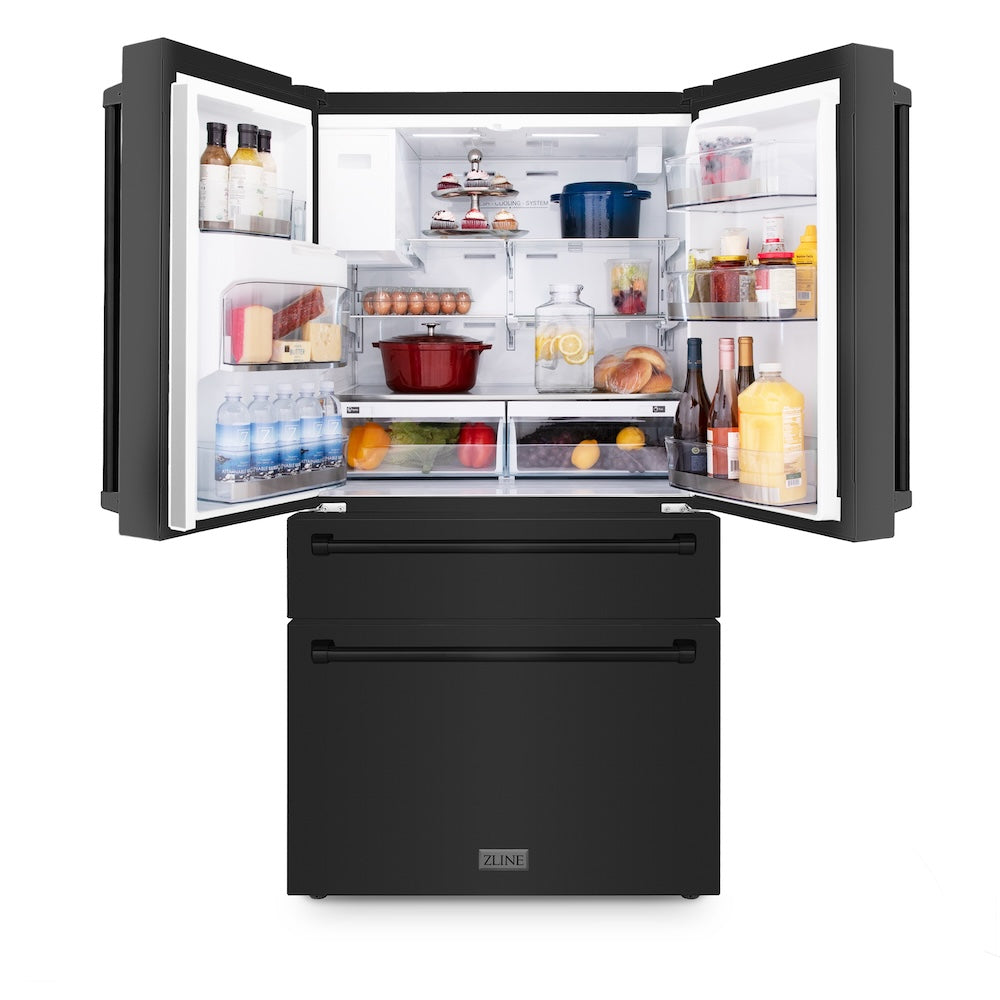 36 In. 21.6 Cu. Ft. Counter-depth French Door Refrigerator With Water And Ice Dispenser In Fingerprint-resistant Black Stainless Steel RFMW36BS