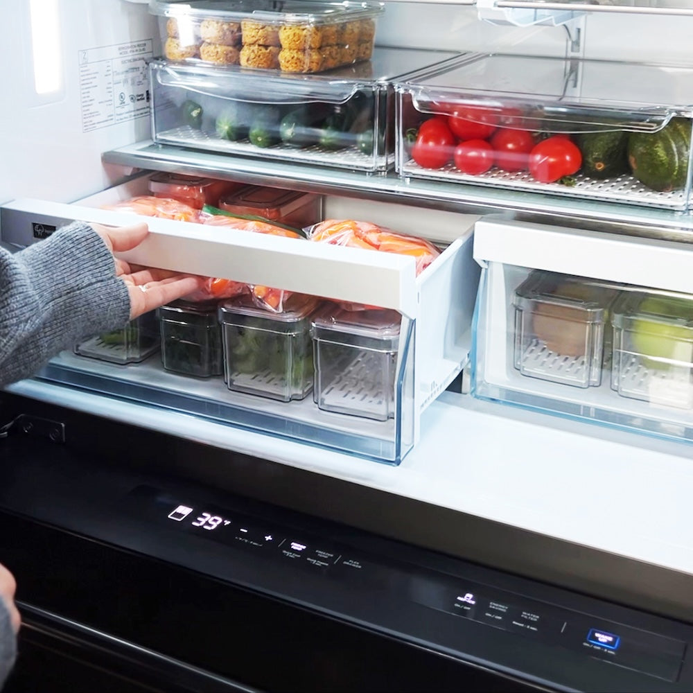 36 In. 21.6 Cu. Ft. Counter-depth French Door Refrigerator With Water And Ice Dispenser In Fingerprint-resistant Black Stainless Steel RFMW36BS