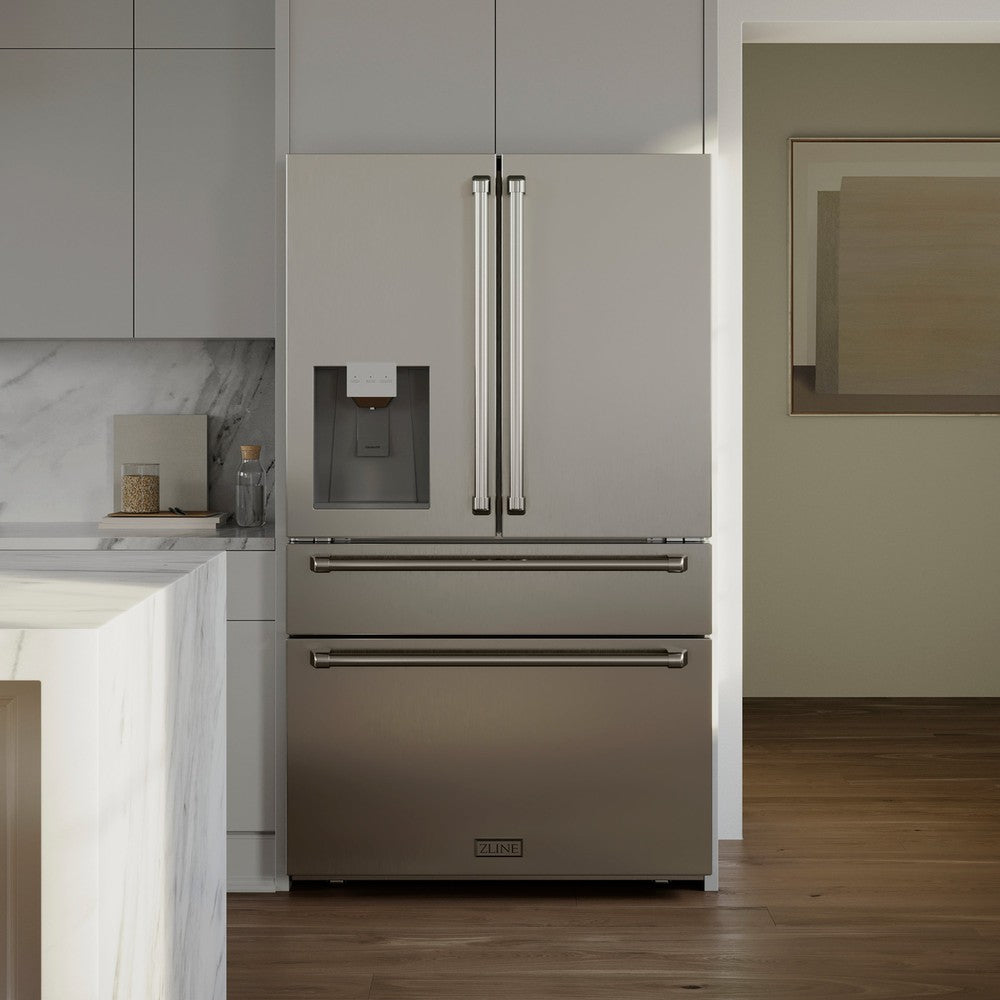 36 In. 21.6 Cu. Ft. Counter-depth French Door Refrigerator With Water And Ice Dispenser In Fingerprint-resistant Stainless Steel RFMW36
