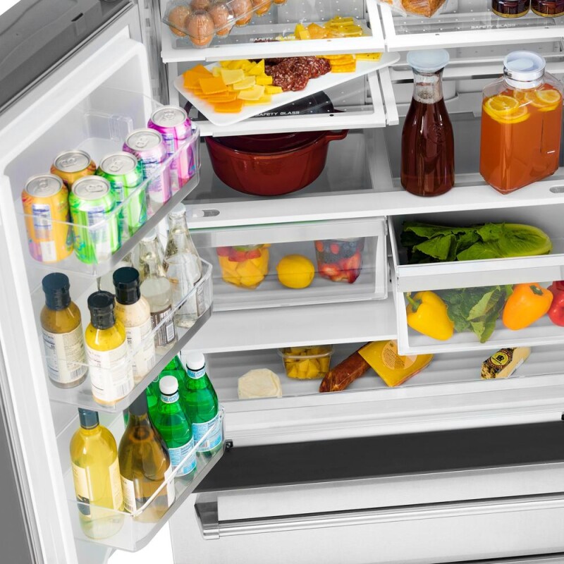 ZLINE Autograph Edition 36 in. 22.5 cu. ft. Counter-Depth French Door Refrigerator with Ice Maker in Fingerprint-Resistant Stainless Steel with Matte Black Modern Handles (RFMZ-36-FMB) RFMZ36FMB