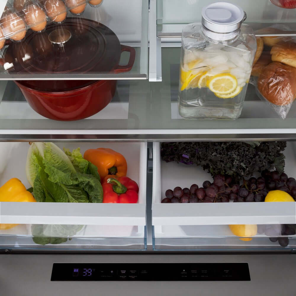 36" Autograph Edition 21.6 cu. ft Freestanding French Door Refrigerator with Water and Ice Dispenser in Fingerprint Resistant with Accents (RFMZ-W-36) - Champagne Bronze RFMZW36CB