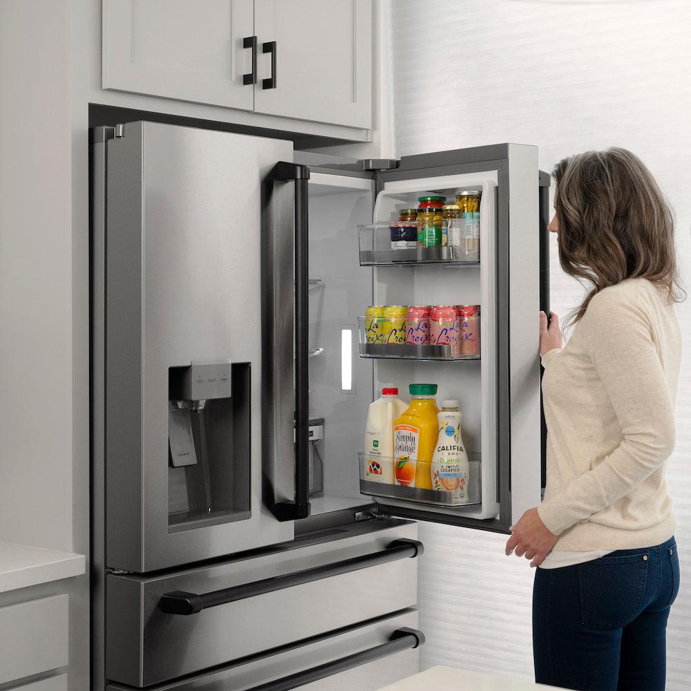 Autograph Edition 36 In. 21.6 Cu. Ft. Counter-depth French Door Refrigerator With Water And Ice Dispenser In Fingerprint-resistant Stainless Steel With Matte Black Traditional Handles RFMZW36MB
