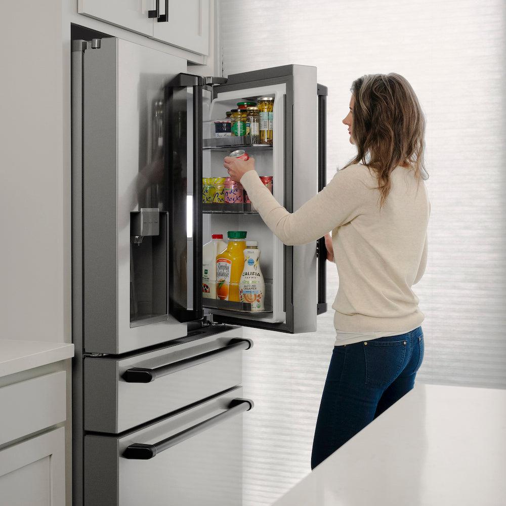 Autograph Edition 36 In. 21.6 Cu. Ft. Counter-depth French Door Refrigerator With Water And Ice Dispenser In Fingerprint-resistant Stainless Steel With Matte Black Traditional Handles RFMZW36MB