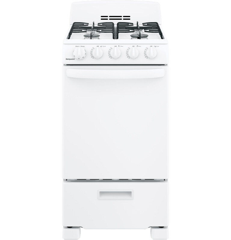Hotpoint 20" Front-Control Free-Standing Gas Range with Sealed Burners White RGAS200DMWW Picture 1