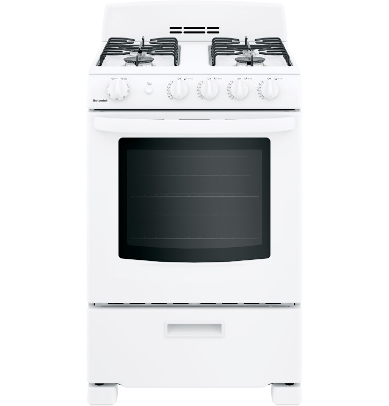 Hotpoint 24" Front-Control Free-Standing Gas Range with Large Window White RGAS300DMWW Picture 1