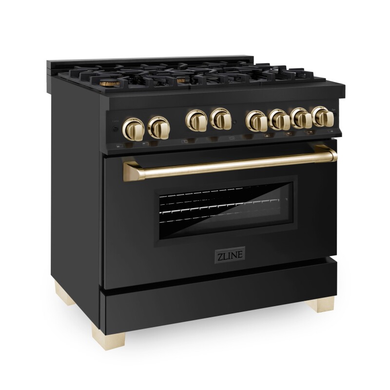 ZLINE Autograph Edition 36" 4.6 cu. ft. Range with Gas Stove and Gas Oven with Accents (RGBZ-36) - Gold Black Stainless Steel RGBZ36G Picture 1