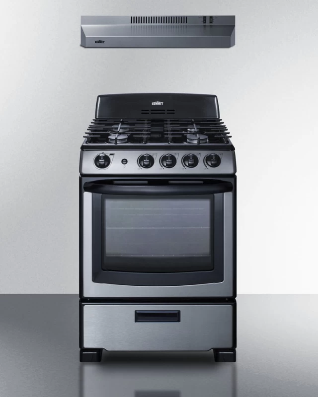 24" Wide Gas Range & Convertible Hood RGH24RSS