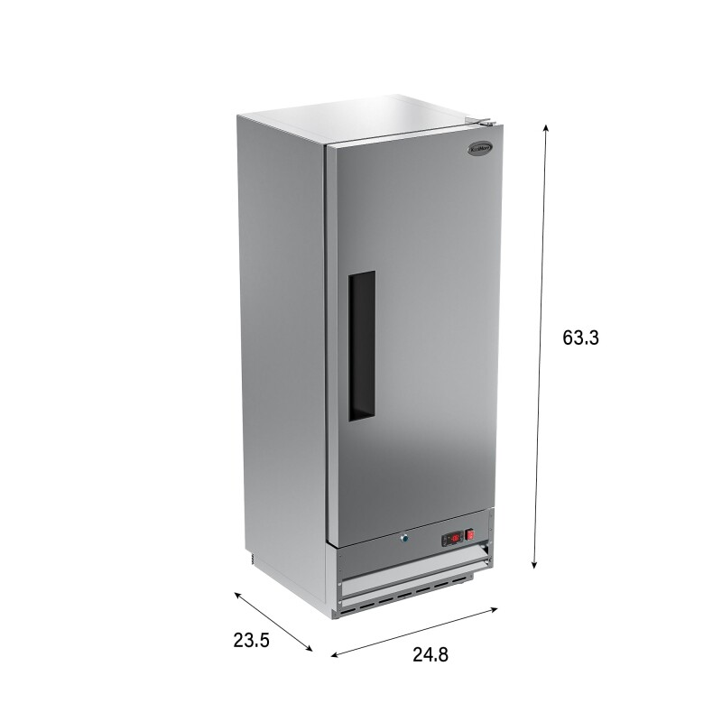 25 in. Commercial Stainless Steel 1-Door Reach-In Freezer, 12 cu. ft RIF1DSS12C