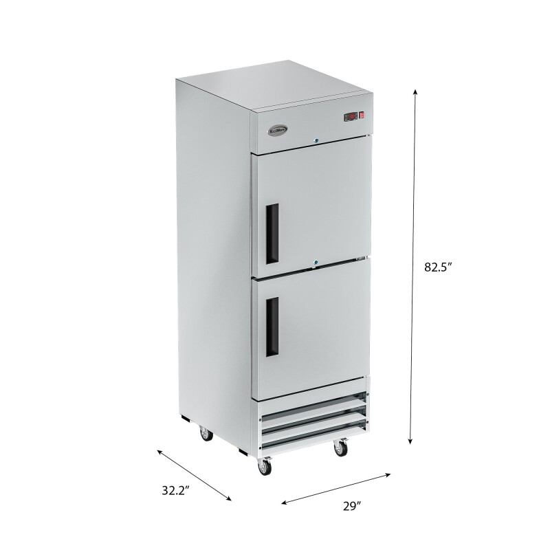 29 in. Commercial Stainless Steel Solid Half Door Reach-In Freezer 23 cu. ft RIF1DSSHD