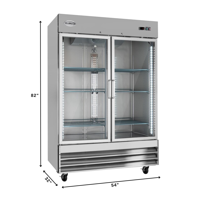 54 in. Two Glass Door Reach-In Freezer 47 cu ft RIF2DGD