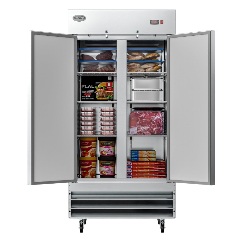 39 in. Commercial Stainless Steel 2-Door Reach-In Freezer, 30 cu. ft RIF2DSS35C