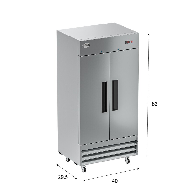 39 in. Commercial Stainless Steel 2-Door Reach-In Freezer, 30 cu. ft RIF2DSS35C