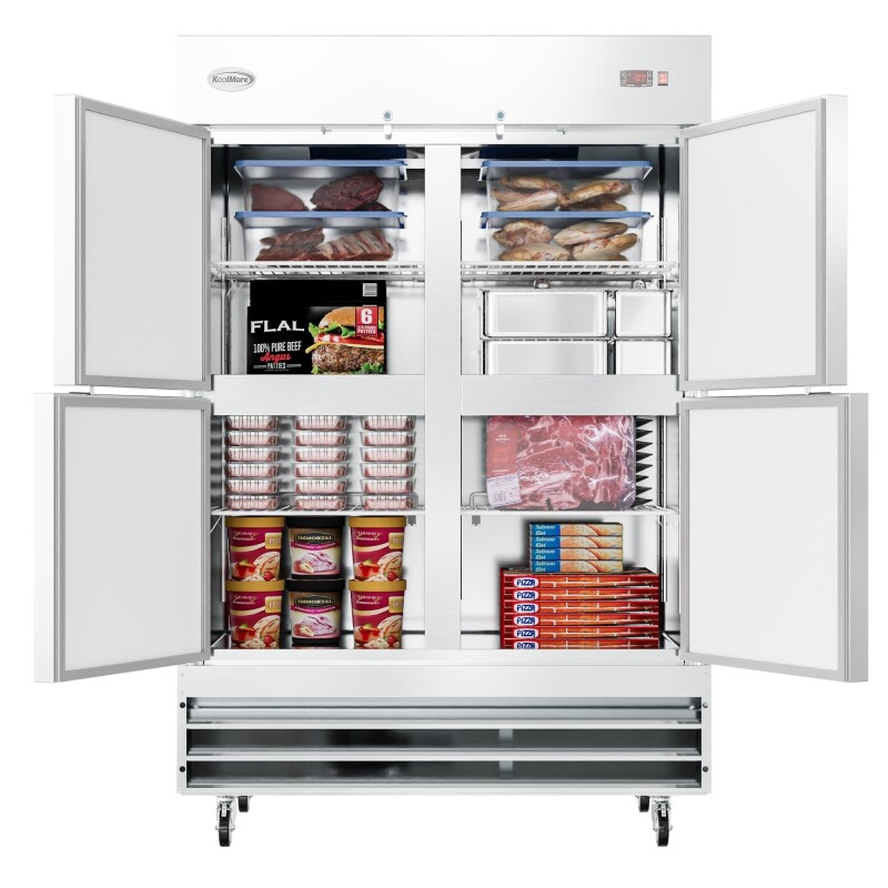 54 in. Commercial Stainless Steel Solid Half Door Reach-In Freezer, 47 cu. ft RIF2DSSHD