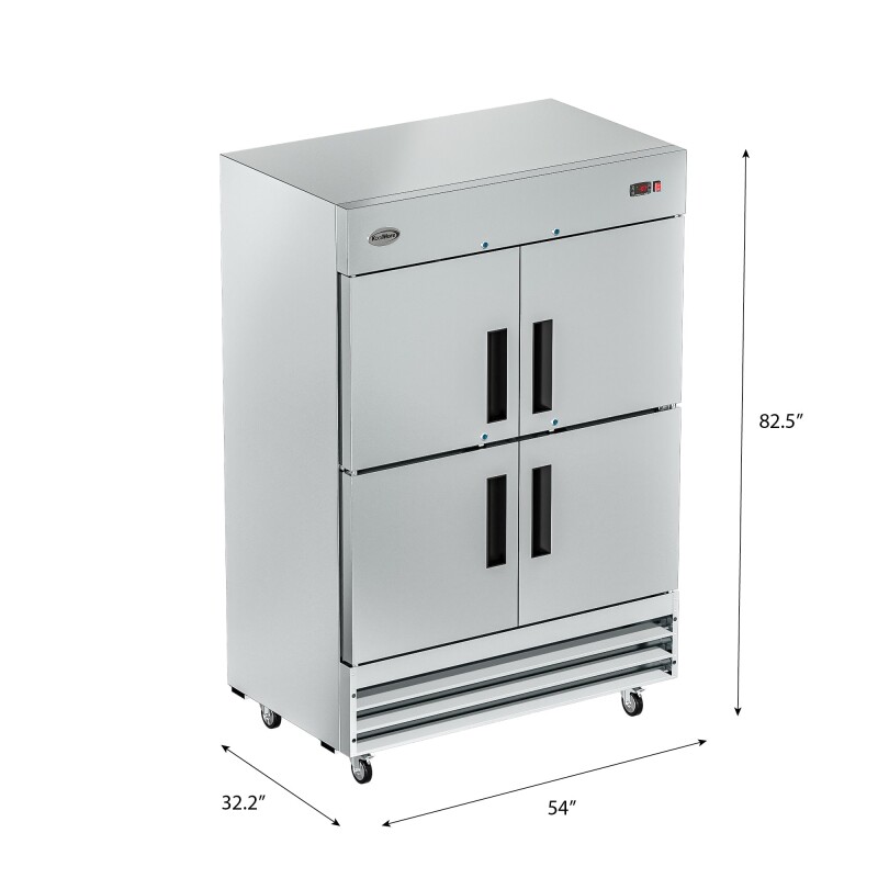 54 in. Commercial Stainless Steel Solid Half Door Reach-In Freezer, 47 cu. ft RIF2DSSHD