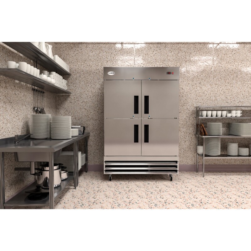 54 in. Commercial Stainless Steel Solid Half Door Reach-In Freezer, 47 cu. ft RIF2DSSHD