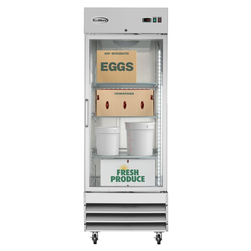 29 in. One Glass Door Reach-In Refrigerator, 21 Cu. Ft. in Stainless-Steel RIR1DGD