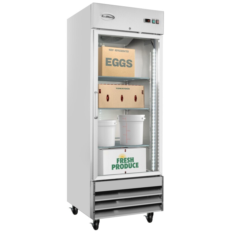 29 in. One Glass Door Reach-In Refrigerator, 21 Cu. Ft. in Stainless-Steel RIR1DGD