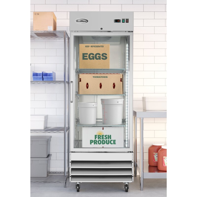 29 in. One Glass Door Reach-In Refrigerator, 21 Cu. Ft. in Stainless-Steel RIR1DGD